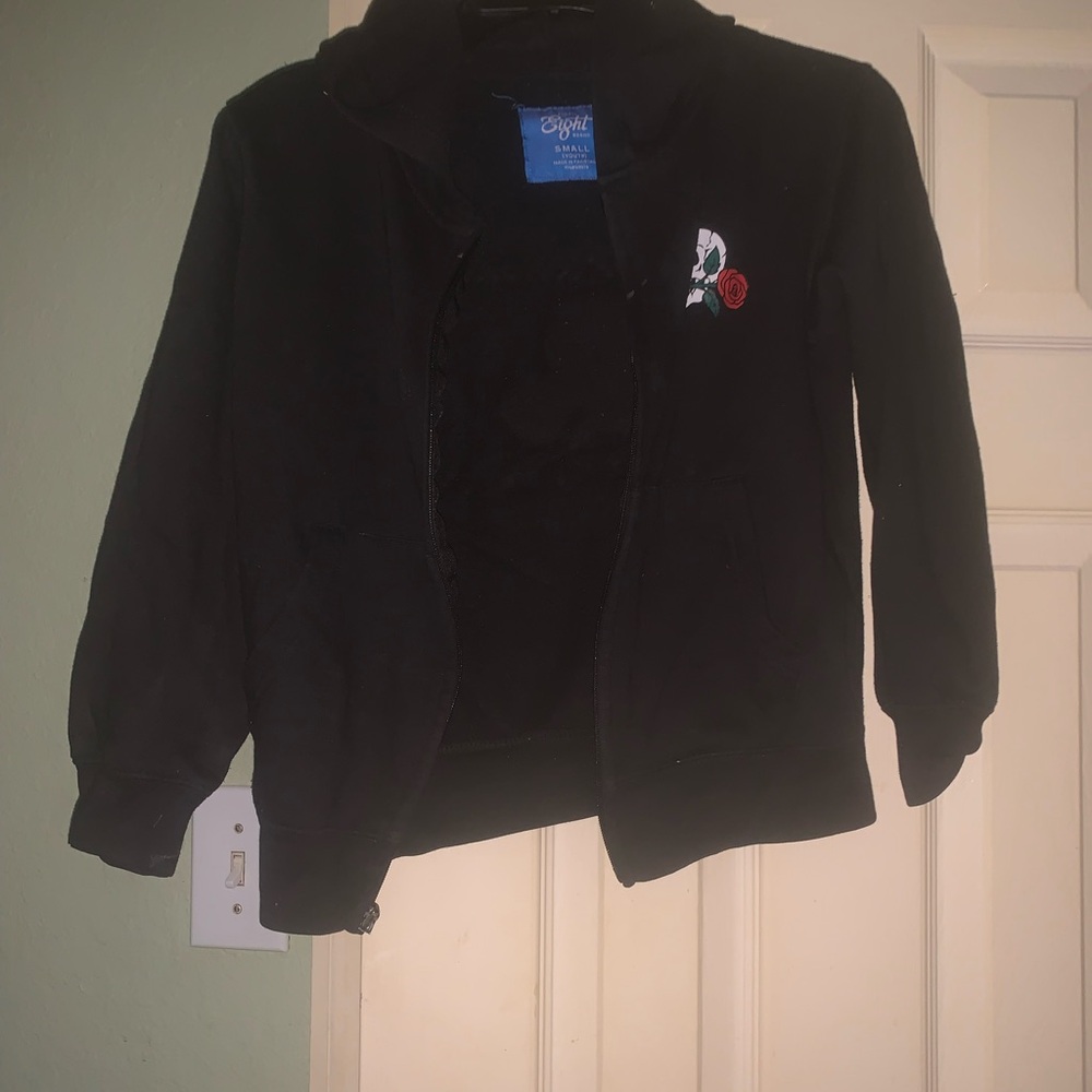 Stylish Black Kids Jacket with Rose Accent